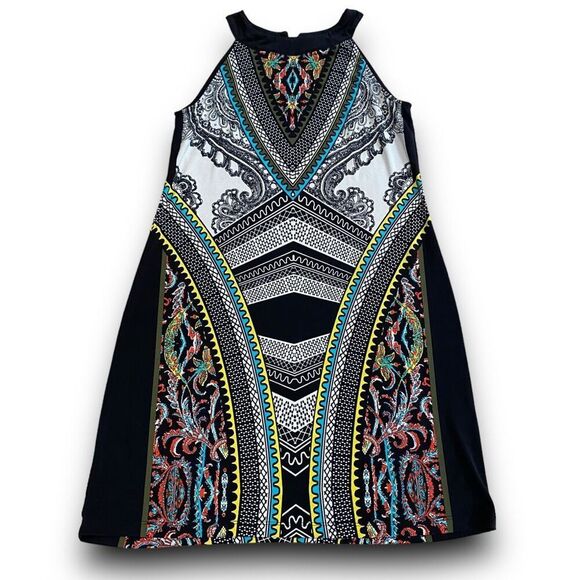 APT.9 Multi Color Tribal & Filligree Print Mini Dress Women’s Size Small Petite - Picture 2 of 10